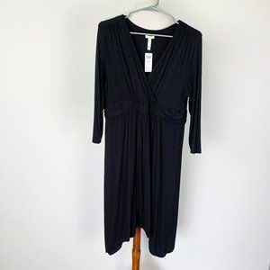 Soma L Large  Solid All Black Long Sleeve Dress